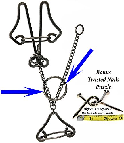 FREEDOM'S RING _ Tavern Puzzles Heavy Metal Disentanglement-Style Brain Teaser __ With BONUS Twisted Nail Puzzle