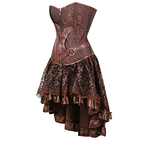 frawirshau Women's Steampunk Costume Corset Dress Halloween Costumes Steam Punk Gothic Overbust Cors - //coolthings.us