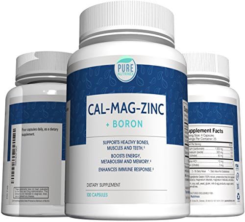 Pure Nutrinex Cal-Mag-Zinc + Boron Daily Supplement for Healthy Bones, Muscles &amp; Teeth, 100 Count