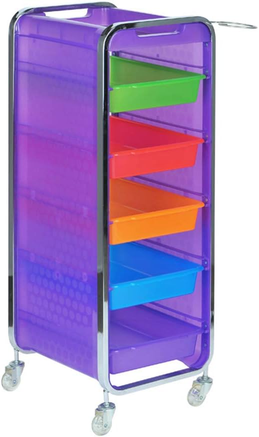 Salon Trolley Cart with 5 PP Drawers & Rolling Wheels for Stylist Hairdresser, Beauty Furniture Hair Styling Storage Station Color Tray Holder,B