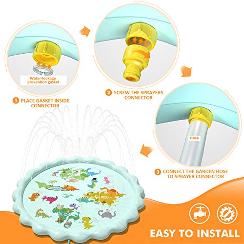Peradix Water Jet Mat for Children's Toys, 200 cm Pearl Water Spray Mat PVC Sprinkler Splash Pad,Outdoor Water Play for Girls and Boys Gardens and Lawns