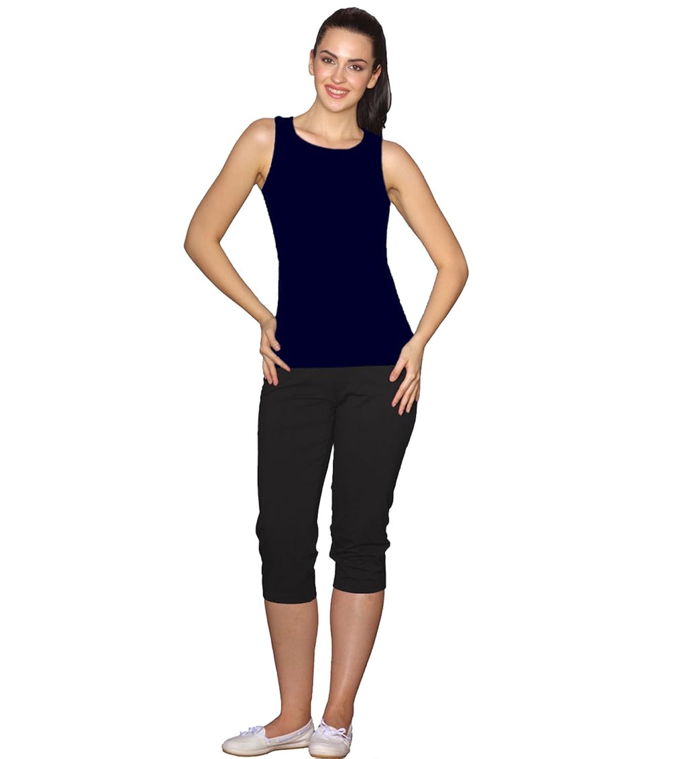 enamor women's cotton racer back t-shirt