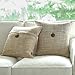 Phantoscope Pack of 2 Farmhouse Throw Pillow Covers Button Vintage Linen Decorative Pillow Cases for Couch Bed and Chair Beige 18 x 18 inches 45 x 45 cm