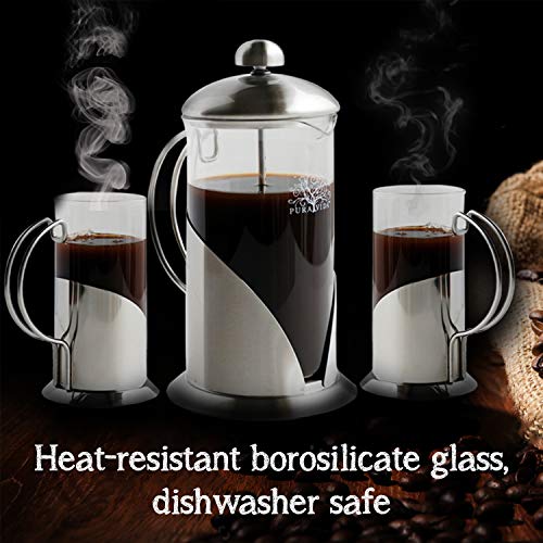 Pura Vida French Press Coffee Maker Set, 34 oz 4 Level Filtration