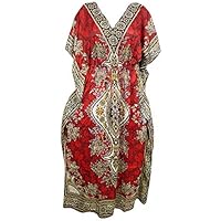 Mogul Interior Women's Maxi Kaftan Resort Wear Beach Kimono Kaftan Dress One Size