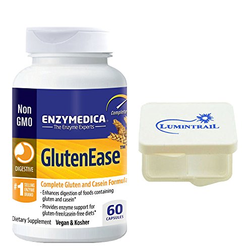 Enzymedica GlutenEase Complete Gluten and Casein Formula with Digestive Enzymes, 60 Capsules Bundle with Lumintrail Pill Case Enzymedica GlutenEase Complete Gluten and Casein Formula with Digestive Enzymes, 60 Capsules Bundle with Lumintrail Pill Case