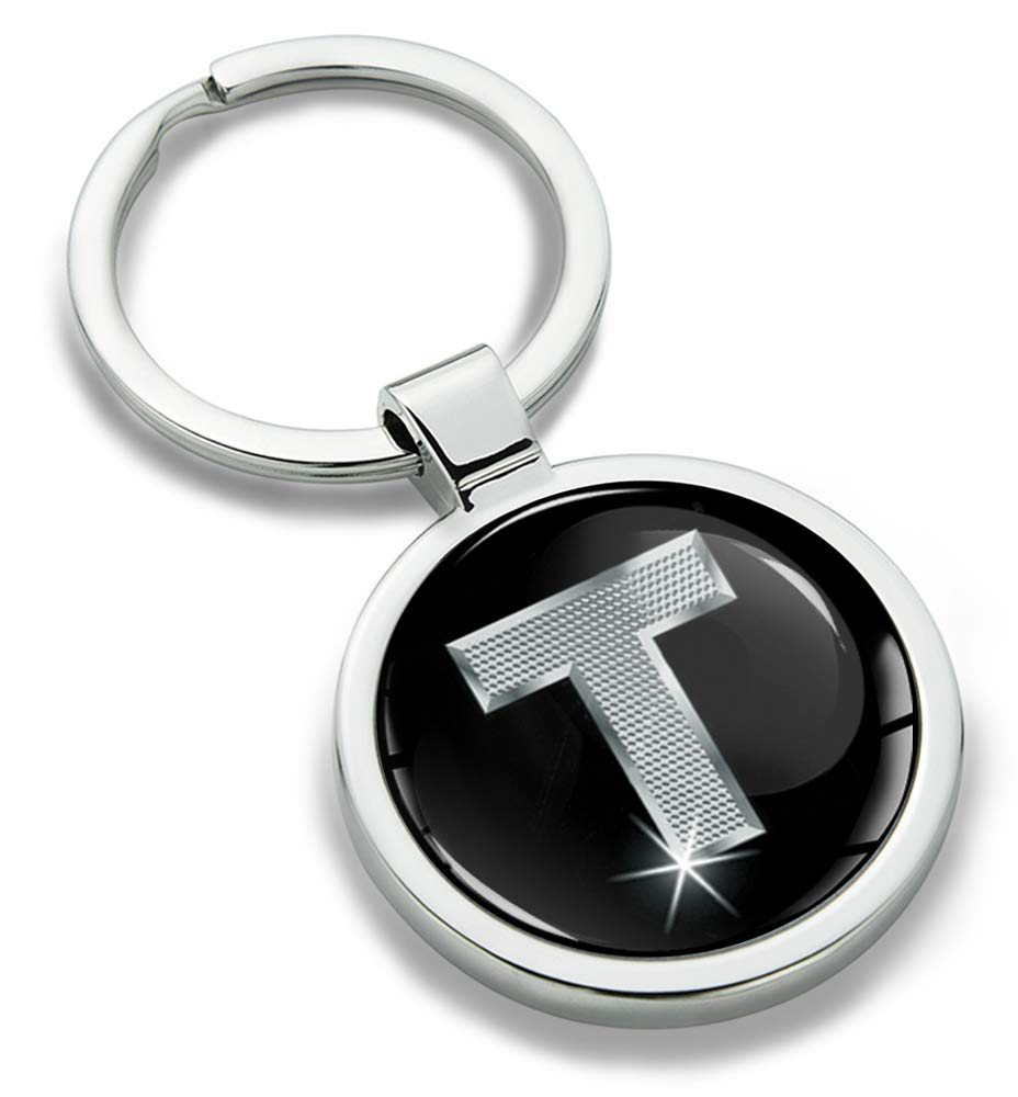 Biomar Labs Letter Keychain Alphabet Initial Keyring 3D Metal Stainless Steel Personalised Initials Charm for Car and Keys Available in Silver Rose Gold or Gold (T in Silver KK 20) โ image 1