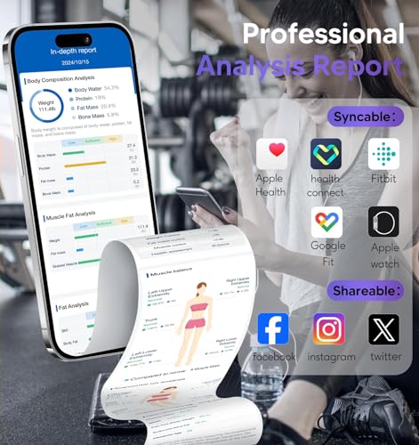 GE Smart Scale for Body Weight: 8-Electrode Digital Bathroom Scale for Body Weight Fat BMI Muscle Mass Full Body Composition Analyzer 27 Measurements Bluetooth Highly Accurate Weighing Scale, 400 lbs