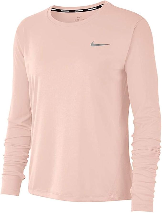 nike running miler long sleeve top pink