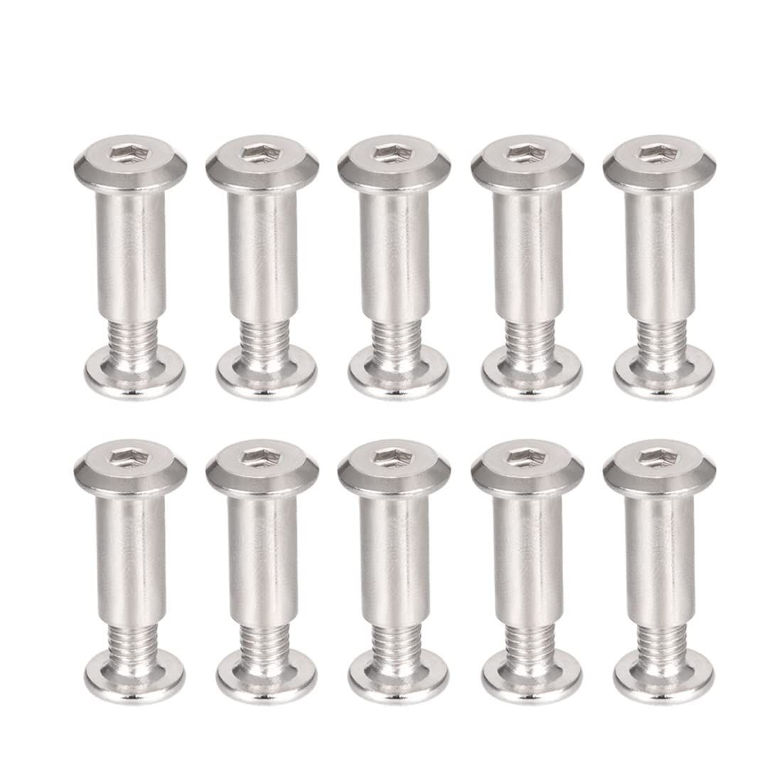 sourcing map Screw Post Fit for 5/16"(8mm) Hole Dia, Male M6x12mm Belt Buckle Binding Bolts Leather Fastener Carbon Steel 10 Sets