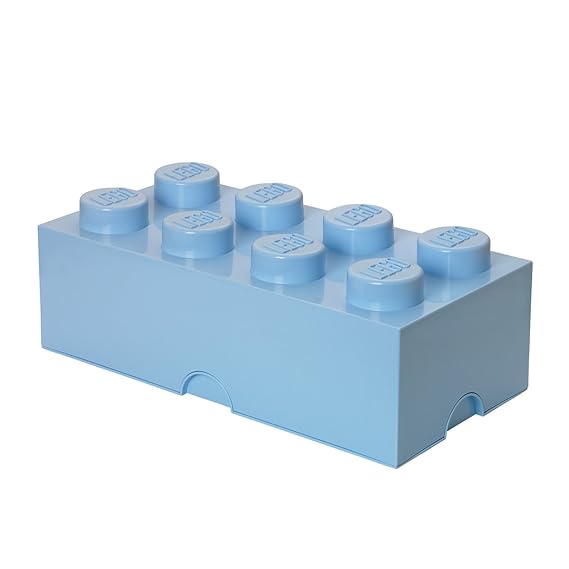 LEGO Aufbewahrungsstein, 8 Noppen, Stapelbare Aufbewahrungsbox, 12 l, hellblau