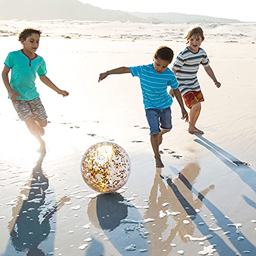 24 Inch Inflateable Glitter Beach Ball,2 Pack Sequin Beach Balls Clear