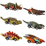 UTTORA Auto Dinosaurier Spielzeug, Dinosaurier Ziehen Auto Zurück Spielzeugset，D