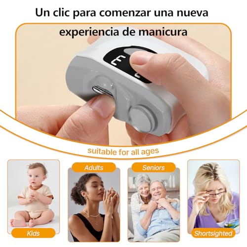 Electric Nail Clipper, 2026 New 3 in 1 Automatic Nail Clippers and Polisher, 3 Speeds Automatic Adjustable Electric Nail Clippers with LED Light and USB Rechargeable, for Baby, Adults and Elderly
