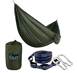 Esup Single & Double Camping Hammock With Tree Straps - Portable Lightweight Parachute Nylon Hammock for Backpacking, Camping, Travel, Beach, Yard