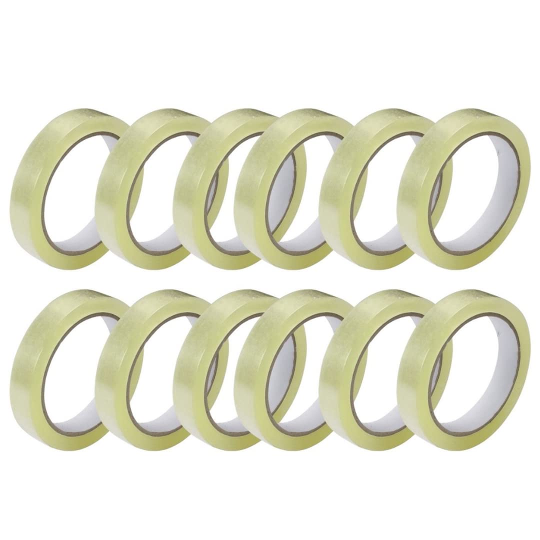 GTSE 12 Pack of Cellotape, 24mm x 66m per roll, Gift Wrap Clear Tape for Christmas and Birthdays, Crafts, Packaging Sellotape, Parcel Tape, Compatible with Dispensers - 12 Rolls