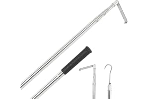 Cargo Retriever, 2.5ft to 6.4ft Stainless Steel Cargo Grabber, Telescoping Truck Bed Cargo Retrieval Hook with Two Hooks, 100