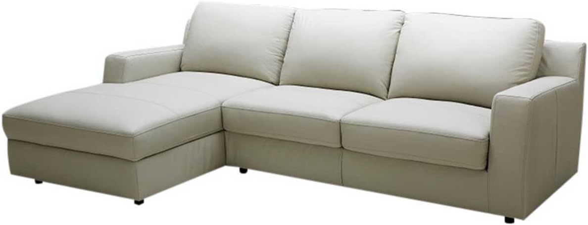 Amazon Com Lauren Leather Left Facing Sectional Sofa In Cream