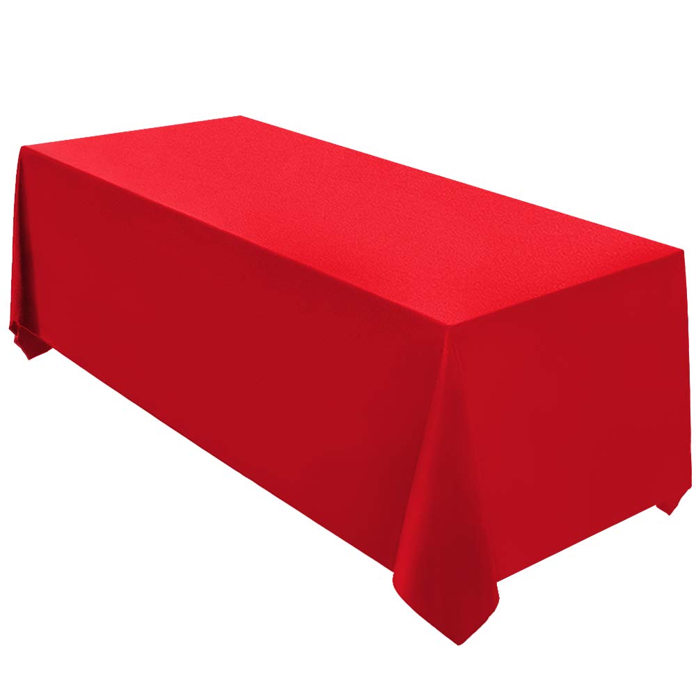 Photo 1 of Surmente Red Tablecloth 90 x 132-inch Rectangular Polyester Table Cloth for Weddings, Banquets, or Restaurants