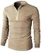H2H Long Sleeve Henley Shirts for Men Casual Waffle Cotton T Shirts Beige US L/Asia XL (CMTTL045)