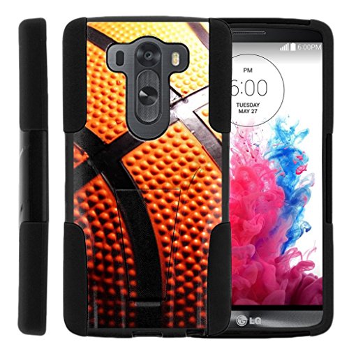 MINITURTLE Case Compatible w/LG V10 Case, LG G4 Pro Cover [Strike Impact] Dual Layer Hard Rugged Shell Soft Silicone w/Stand Basketball
