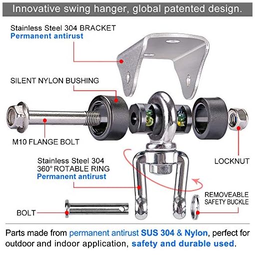 Super Silent, No Squeaking, Permanent Antirust 360° Swivel Swing Hanger, Heavy Duty Swing Hook with 4 Screws for… - Image 3