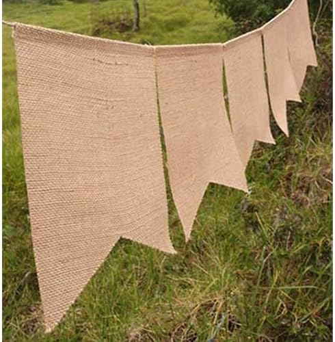 PoshNPretty DIY Burlap Banner Rectangle 8 x 10 inch flags, 88 inches long, Hessian Bunting 5pcs