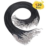 EuTengHao 120Pcs Black Waxed Necklace Cord with Lobster Clasp Bulk for Bracelet Making Necklaces Jewelry Making Supplies Accessories (20 inches Long and 1.5mm Width)