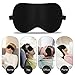 Natural Silk Sleep Mask Super-Smooth Soft Sleeping Eye Mask with Adjustable Strap (Black)
