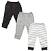 Luvable Friends Unisex Baby Cotton Pants, Black Stripe 3-Pack, 18-24 Months
