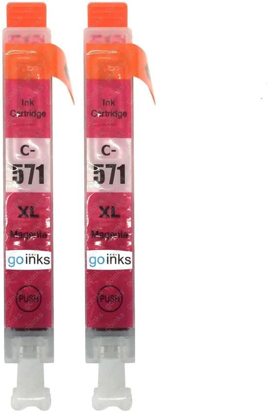 Go Inks 2 Magenta Ink Cartridges to replace Canon CLI-571M Compatible/non-OEM for PIXMA Printers High Capacity