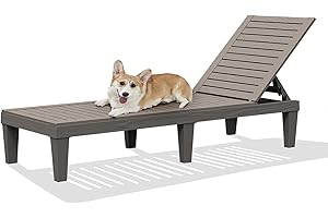 DIMAR GARDEN Outdoor Chaise Lounge,Resin Pool Lounge Chair Waterproof Recliner, Taupe