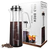 Cold Brew Iced Coffee Maker, TOP-MAX Iced Tea Maker 34 Oz Brewing Glass Carafe with Removable Stainless Steel Filter