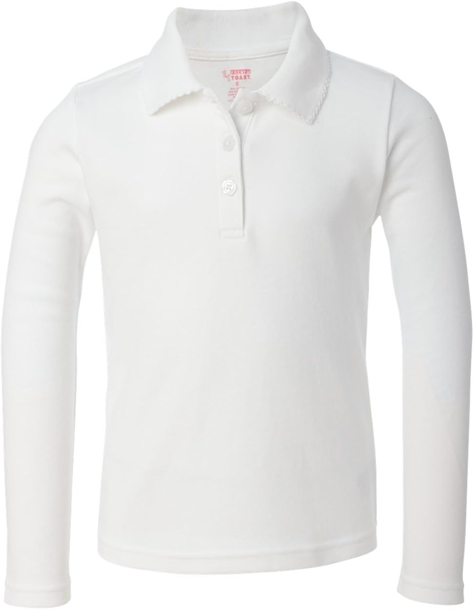 French Toast School Uniform Girls Long Sleeve Polo Interlock with Picot Collar: Clothing