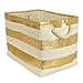 DII Durable Woven Striped Storage Bin Collapsible with Soft Rope Handles Reinforced with Metal Grommets, Large, 17x12x12, Gold