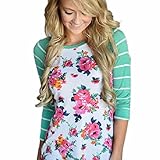 ✽ANGLIN✽ Women Striped Floral Long Sleeve Round Neck Shirt Top Blous✽e