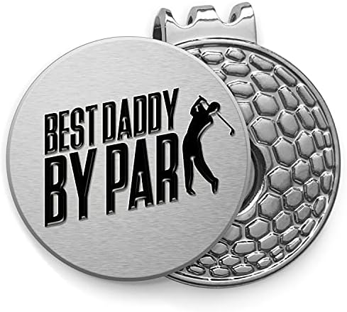 Best Daddy By Par Golf Ball Marker Hat Clip Dad Gift – Cute 25mm Stainless Brushed Chrome Silver Metal Golfing Tool for Clipping to Cap, Visor – Novelty Gift for Golfer Dad from Kids, Son, Daughter Best Daddy By Par Golf Ball Marker Hat Clip Dad Gift – Cute 25mm Stainless Brushed Chrome Silver Metal Golfing Tool for Clipping to Cap, Visor – Novelty Gift for Golfer Dad from Kids, Son, Daughter