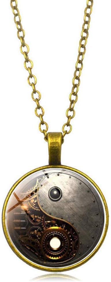 TraveT Mens Womens Alloy Yin Yang Bagua Protective Talisman Pendant Necklace Jewelry,Gold