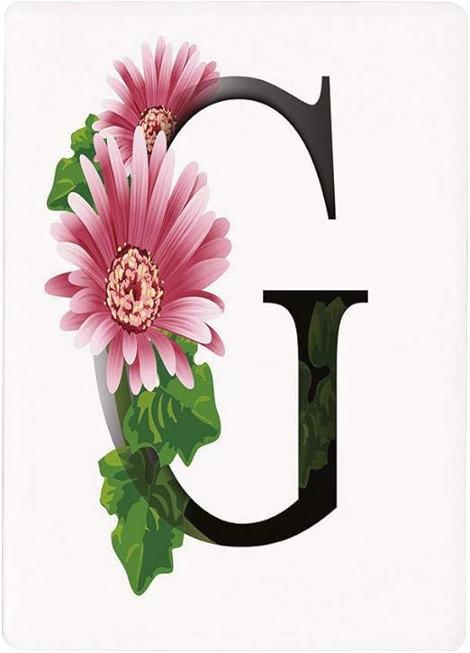 Amazon 壁紙 絵画風ポスター 手紙g 花の咲くガーベラとgの春のインスピレーションフォント装飾 ピンクグリーンブラックのアルファベットの手紙50x80cm 自己接着性 取り外可能 壊れ目 ウォールステッカー オンライン通販