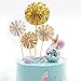 Cupcake Toppers 12-Pack Muffin Decoration Gold Circle Fan Flowers Toppers Fun Cake Topper Picks Mini Birthday Cake Decor for Baby Boys Girls Kids Birthday Party and Wedding Supplies