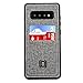 Dockem Luxe N2T Wallet Case for Samsung Galaxy S10 Plus: Slim TPU Bumper & Synthetic Leather Card Case with Textured Twill Canvas Style: 2 Card Slots [Black/Grey]