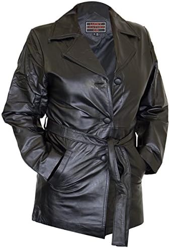 Ladies Lucky Leather 248 Cowhide Leather Coat with 3 Button Closure and Belt - 2X-Large