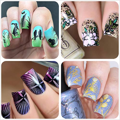 Nail Stamping Plate Stamper Plates - Ejiubas Double-sided Stamping Plates Set 3Pcs Nail Art Stamp Templates Nail Art Design EJB-X17 X18 Blackqueennaildesign