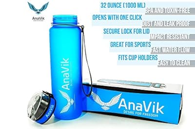 Sports Water Bottle With Strap - Non Toxic BPA Free Eco Tritan, Best Quality Insulated Bottle - Fast Flow - One Click Open Flip Top Leak Proof Lid - Reusable Options to Use- 32OZ