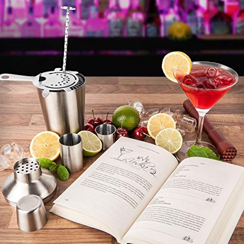 Ruiqas 6Pcs Cocktail Making Set 700ml Stainless Steel Cocktail Shaker Mixer Set Bar Bartender Tool Kit