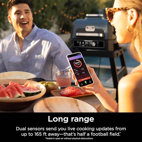 Ninja Meat Thermometer ProChef Wireless Probe for Indoor & Outdoor Air Fryer, Grill, Cooking, Smoker, Oven, Roaster, Long Range Bluetooth App Connection, Flareup Resistant, Waterproof, US Only, WP100