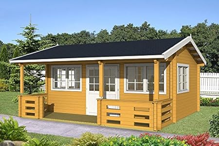 Gartenhaus Richard 70 Blockhaus Holzhaus 575 X 385 Cm 70 Mm Ferienhaus Amazon De Garten