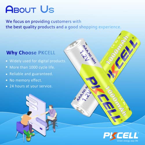 Rechargeable AAA Batteries 1000 Cycles NiMH Batteries AAA 1000 mAh ...