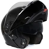 Milwaukee Helmets MPH9813DOT Gloss Black 'Menace' Advanced Motorcycle Modular Helmet for Men and Women Biker w/ Drop Down Visor - Large
