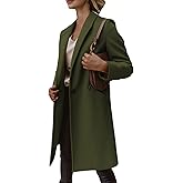 Pea Coats For Women Winter Classic Notch Lapel Double/Single Breasted Trench Coat Wool Blend Long Sleeve Overcoat